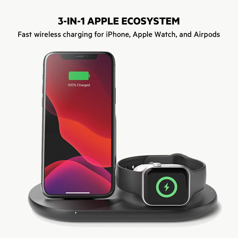 Belkin Boost Charge 3 In 1 Wireless Charger For Apple Devices Black WIZ001myBK
