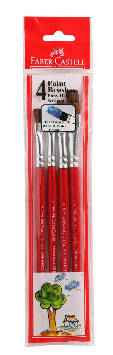 Faber-Castell Pony Hair Brushes Flat 4pc