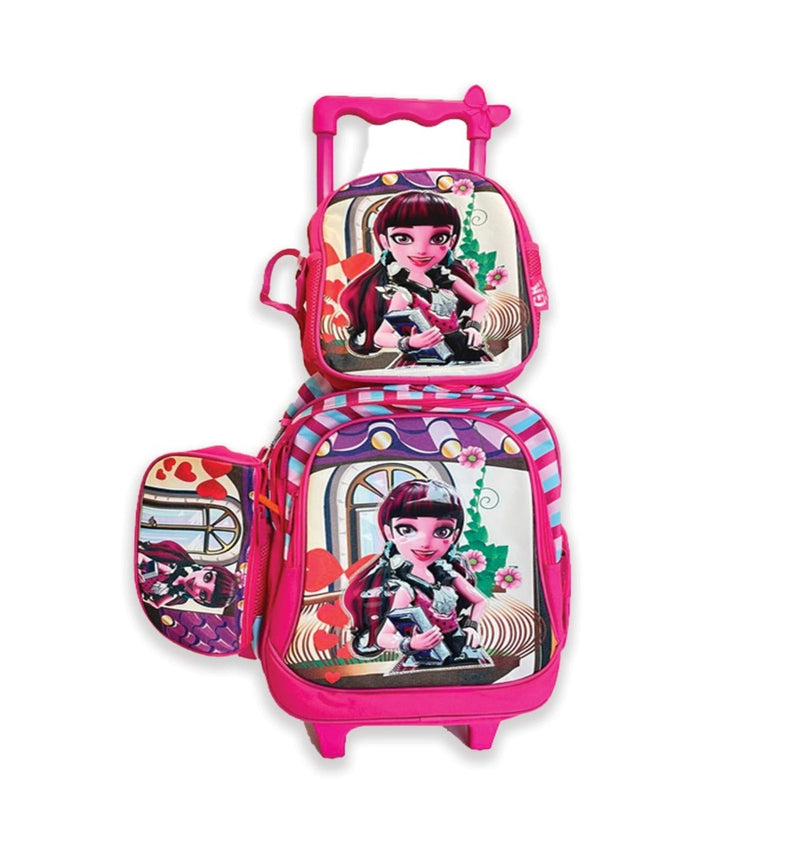 Glekou Trolley School Bag + Pencilcase + Lunc Hbag 16"