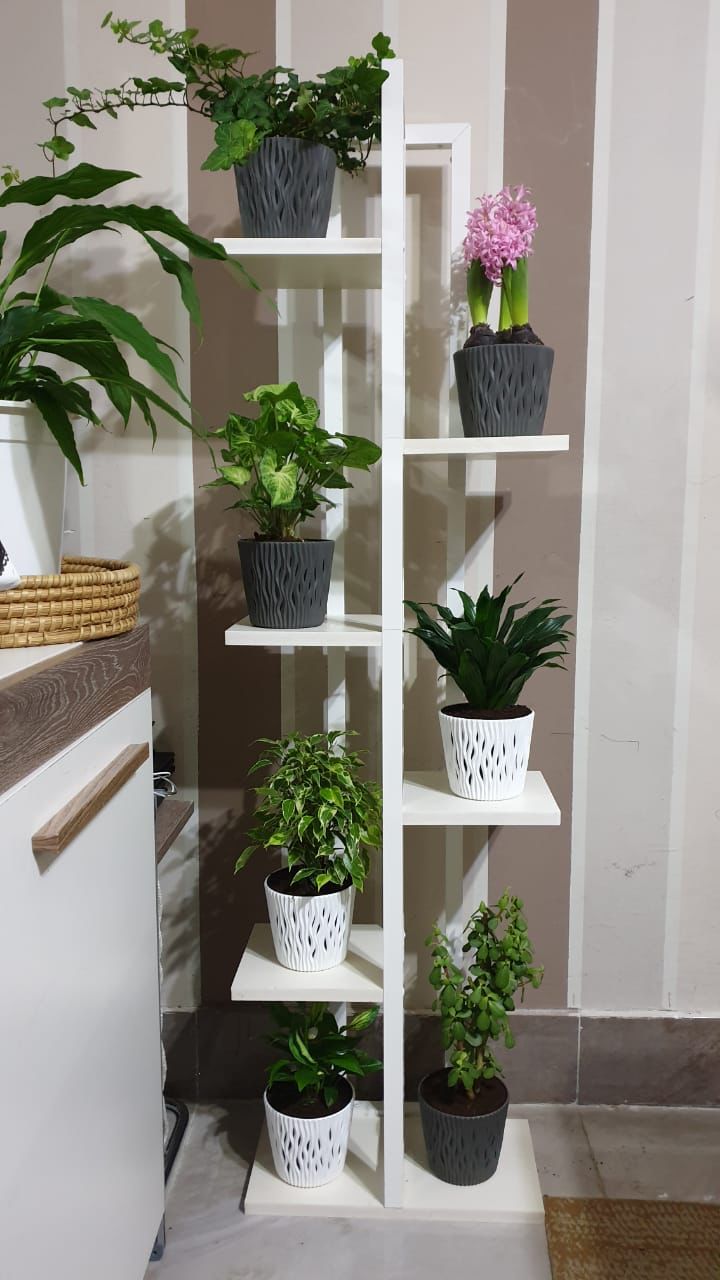 Indoor Multiple Flower Pot Holder Corner Standing Shelf (Only Shelf)