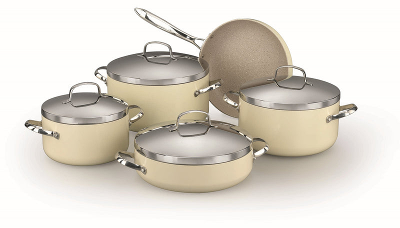 Korkmaz Zeta Plus 8 pcs Cookware Set Beige