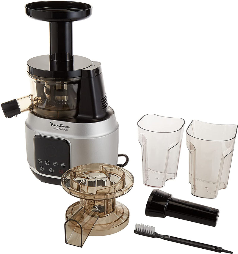 Moulinex Juice And Clean Powerful Slow Juicer With 4 Programs Black And Silver ZU420E27