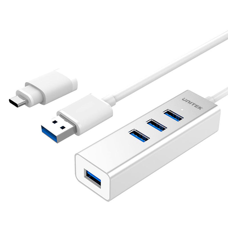 Unitek USB3.0 4-Port Aluminium Hub With USB Type-C Adaptor