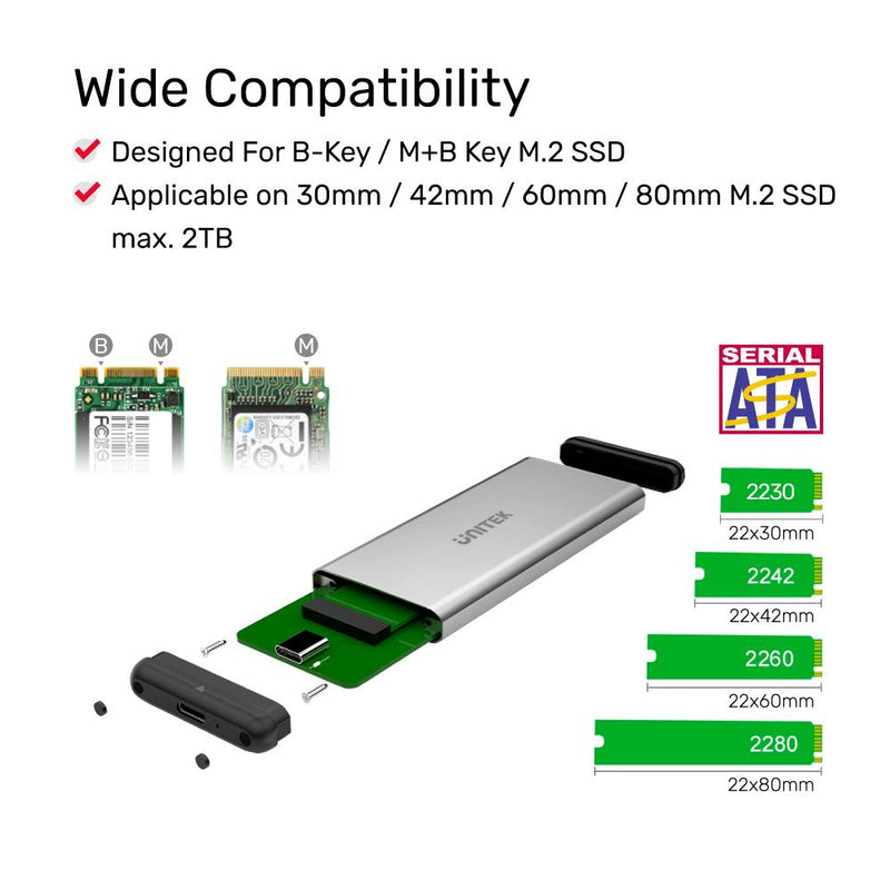 Unitek USB3.0 M.2 SSD (NGFF/SATA) Aluminium Enclosure Y-3365