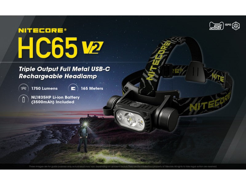 Nitecore Triple Output USB-C Rechargeable Headlamp HC65 V2