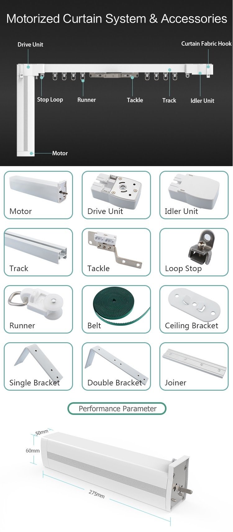 Marrath Smart Wifi Window Curtain Motor and Track System