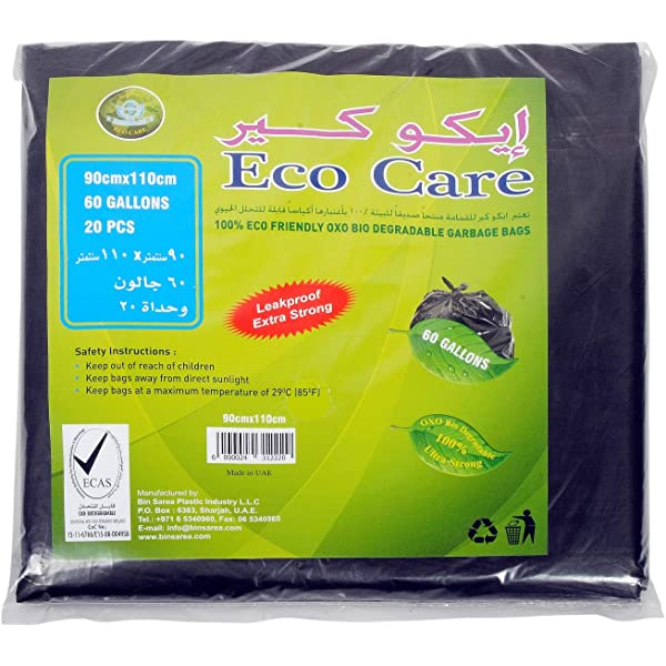Eco Care Black Hd Garbage Bags Sheet 90x110 cm 3pc