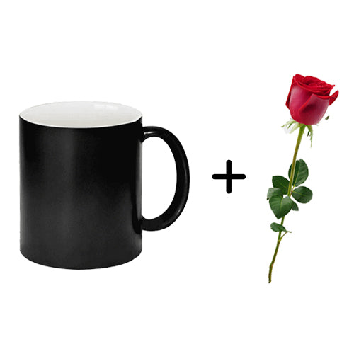 Magic Mug Printing + 1 Red Rose