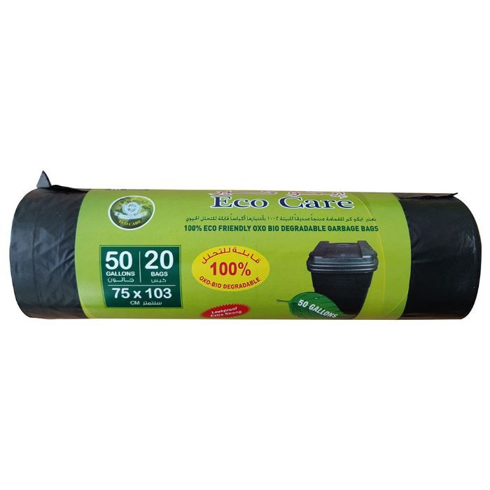 Eco Care Black HD Garbage Bags Roll 75x103 cm 2pcs