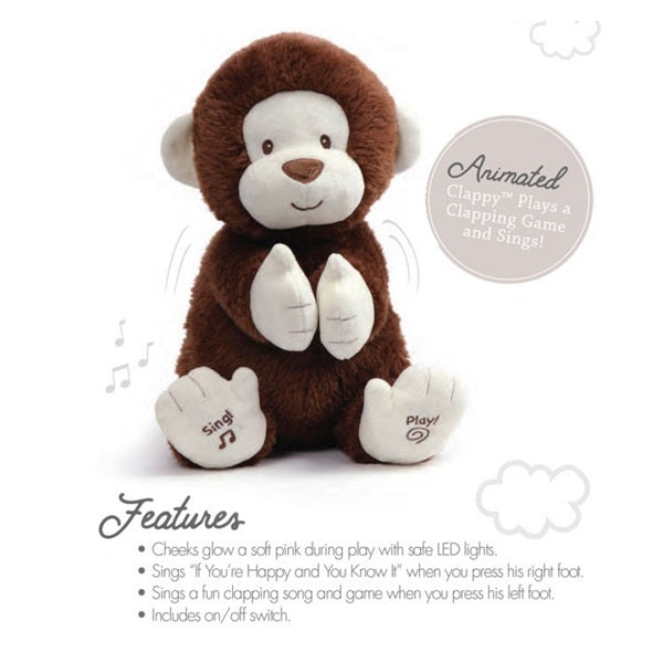 Gund Clappy Monkey 12" Animated