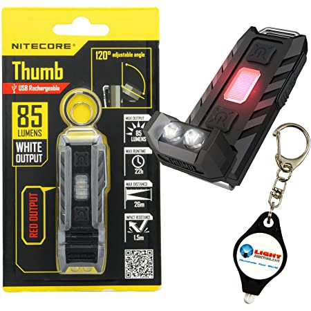Nitecore Thumb USB Rechargeable Adjustable Angle Head White and Red LED Keychain Work Light with LightJunction Key Chain Light