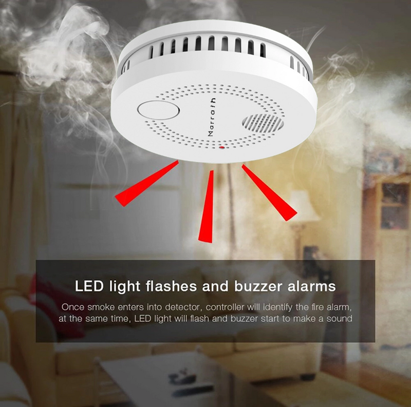 Marrath Smart Wi-Fi Smoke Sensor and Fire Alarm