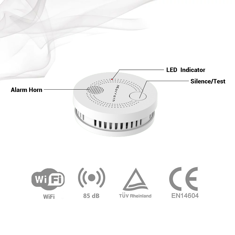 Marrath Smart Wi-Fi Smoke Sensor and Fire Alarm