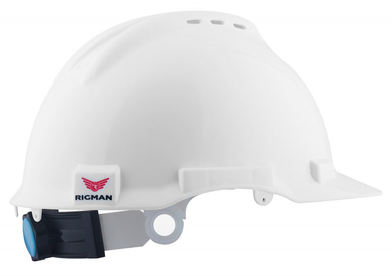 Rigman R1701B Safety Helmet With Plastic Ratchet Suspension White