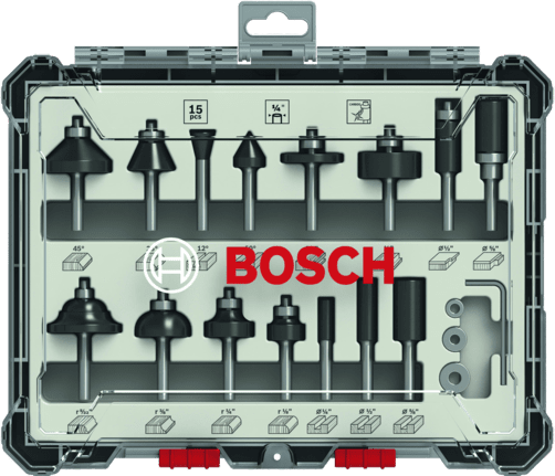 Bosch Mixed Router Bit Sets 15 pcs