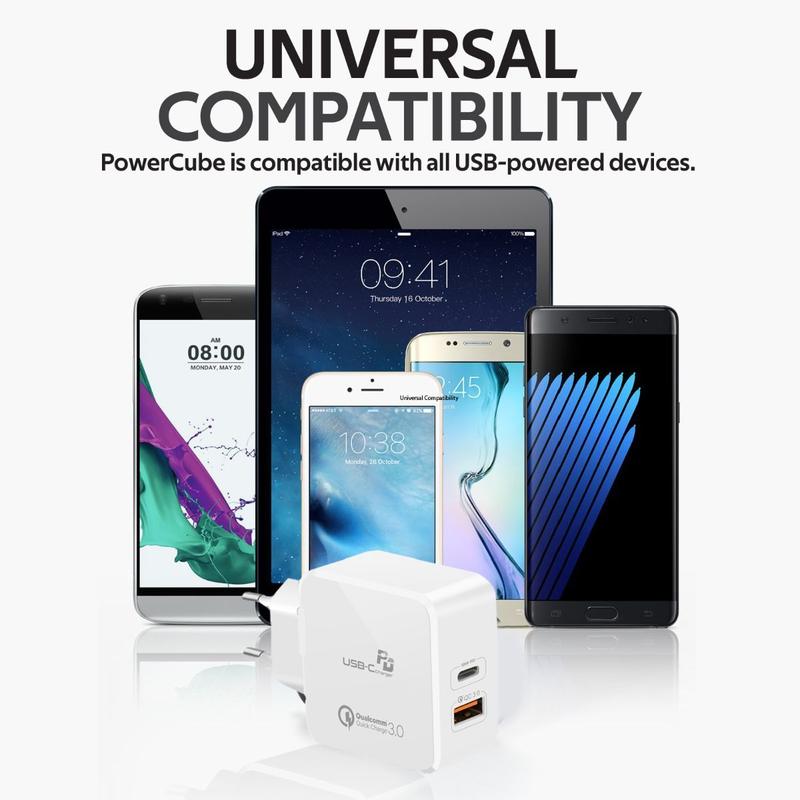 Promate 36W USB Type-C Power Delivery Wall Charger With Qualcom Quick Charge QC3.0