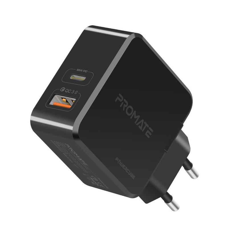 Promate 36W USB Type-C Power Delivery Wall Charger With Qualcom Quick Charge QC3.0